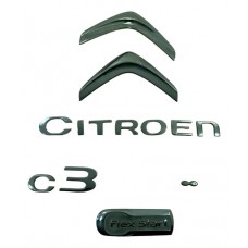 Kit Emblema Letreiro Tampa Traseira Citroen C3 2014 2015